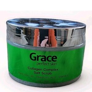 Grace Collagen Salt Scrub 10 Oz, Vit E, Plant Stem Cell, Hyaluronic Acid